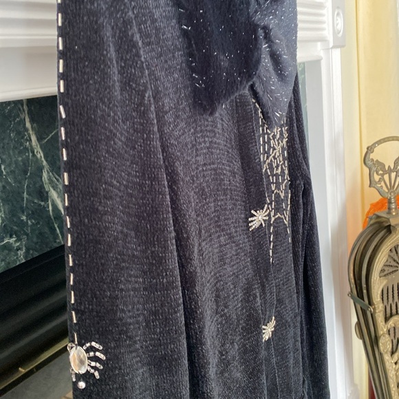 Storybook Knit Halloween Cardigan Sweater With Crystal Spider Buttons - Picture 9 of 9